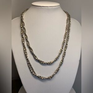 Vintage Sterling Silver Circles in a Braided Rope Style Chain Necklace ~28” Long